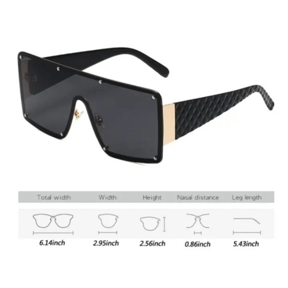 Oversized Squared Blue Gradient Sunglasses White Frame - Picture 4 of 4